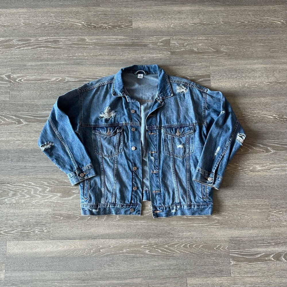 Oversized Distressed Denim Jacket